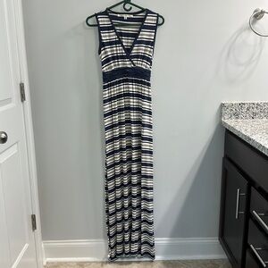 Blue and White Stripped Maxi Dress